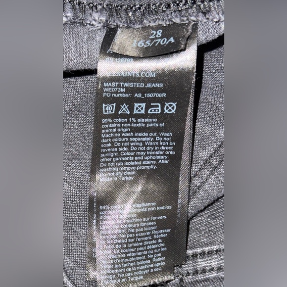 All Saints Mast Twisted Skinny Jeans. Washed black. Size 28w - Picture 6 of 6